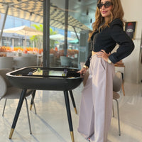 Beige pinstripes pants
