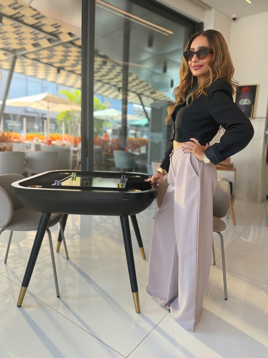 Beige pinstripes pants