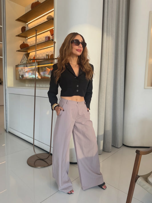 Beige pinstripes pants